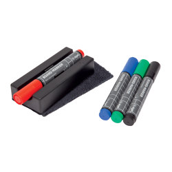 Borrador de pizarra con 4 marcadores de pizarra, magnético, 13 x 6 cm | Desk accessories | Sigel