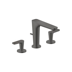 AXOR Citterio C 3-hole basin mixer 125 with pop-up waste set - cubic cut | Brushed Black Chrome | Wash basin taps | AXOR