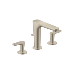 AXOR Citterio C 3-hole basin mixer 125 with pop-up waste set - cubic cut | Brushed Nickel | Wash basin taps | AXOR