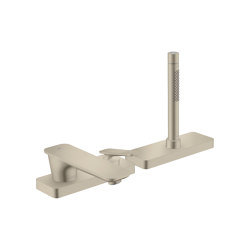 AXOR Citterio C 3-hole rim mounted single lever bath mixer with sBox - cubic cut | Brushed Nickel | Bath taps | AXOR