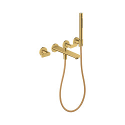 AXOR Citterio C 3-hole bath mixer for concealed installation wall-mounted with hand shower | Polished Gold Optic | Bath taps | AXOR