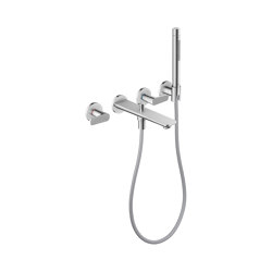 AXOR Citterio C 3-hole bath mixer for concealed installation wall-mounted with hand shower - cubic cut | Bath taps | AXOR