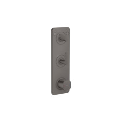 AXOR Citterio C Módulo de termostato ficticio 380/120 empotrado con placa para 2 funciones - corte cúbico | Cromo negro cepillado | Grifería para duchas | AXOR