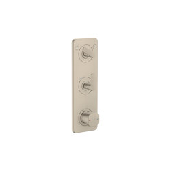 AXOR Citterio C Thermostatmodul 380/120 Unterputz mit Platte für 2 Verbraucher - Cubic cut | Brushed Nickel | Duscharmaturen | AXOR