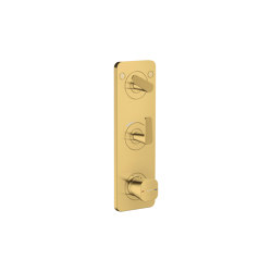 AXOR Citterio C Thermostatic module 380/120 for concealed installation with plate for 2 functions - cubic cut | Polished Gold Optic | Shower controls | AXOR