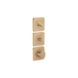 AXOR Citterio C Thermostatic module 380/120 for concealed installation with escutcheons for 3 functions | Brushed Bronze | Shower controls | AXOR