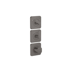 AXOR Citterio C Modulo termostatico 380/120 ad incasso a parete con rosette per 3 utenze | Cromo Nero Spazzolato | Rubinetteria doccia | AXOR