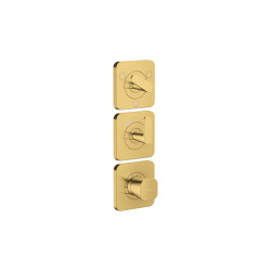 AXOR Citterio C Thermostatic module 380/120 for concealed installation with escutcheons for 3 functions | Polished Gold Optic | Shower controls | AXOR