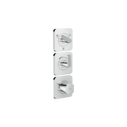 AXOR Citterio C Thermostatic module 380/120 for concealed installation with escutcheons for 3 functions  - cubic cut | Rubinetteria doccia | AXOR