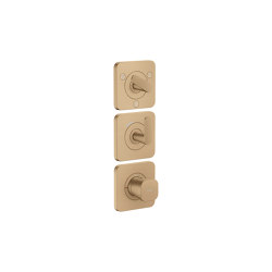 AXOR Citterio C Thermostatmodul 380/120 Unterputz mit Rosetten für 3 Verbraucher  - Cubic cut | Brushed Bronze | Duscharmaturen | AXOR