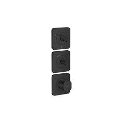 AXOR Citterio C Thermostatic module 380/120 for concealed installation with escutcheons for 3 functions  - cubic cut | Matt black | Shower controls | AXOR