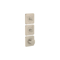 AXOR Citterio C Thermostatic module 380/120 for concealed installation with escutcheons for 3 functions  - cubic cut | Brushed Nickel | Shower controls | AXOR