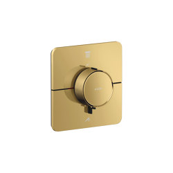 AXOR ShowerSelect ID Set de finition softsquare pour mitigeur thermostatique encastré avec 2 fonctions | Aspect doré poli | Robinetterie de douche | AXOR