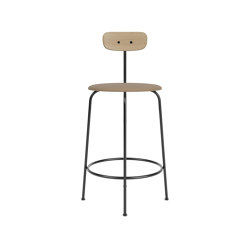 Afteroom Counter Chair | Black Base | Upholstered Seat, Veneer Back | Sierra - Stone, 1611 | Natural Oak | Chaises de comptoir | Audo Copenhagen