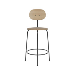 Afteroom Counter Chair Plus | Black Base | Upholstered Seat, Veneer Back | Sierra - Stone, 1611 | Natural Oak | Counter stools | Audo Copenhagen