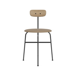 Afteroom Dining Chair | Black Base | Upholstered Seat, Veneer Back | Sierra - Stone, 1611 | Natural Oak | Sillas | Audo Copenhagen