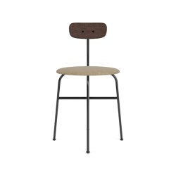 Afteroom Dining Chair | Black Base | Upholstered Seat, Veneer Back | Audo Bouclé - Beige 02 | Dark Stained Oak | Sedie | Audo Copenhagen