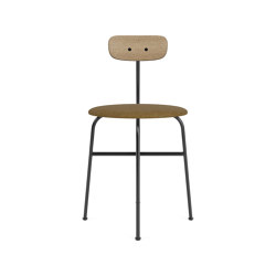 Afteroom Dining Chair | Black Base | Upholstered Seat, Veneer Back | Audo Bouclé - Gold 06 | Natural Oak | Sillas | Audo Copenhagen