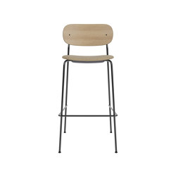 Co Bar Chair | Upholstered Seat, Oak Back | Audo Bouclé - Beige 02 | Natural Oak | open base | Audo Copenhagen