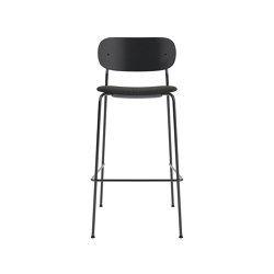 Co Bar Chair | Upholstered Seat, Oak Back | Re-wool - Black, 0198 | Black Oak | Sgabelli bancone | Audo Copenhagen