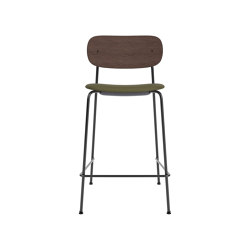 Co Counter Chair | Upholstered Seat, Oak Back | Sierra - Army, 0441 | Dark Stained Oak | Barhocker | Audo Copenhagen