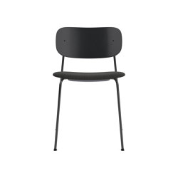 Co Dining Chair | Black Base | Upholstered Seat, Oak Back | Re-wool - Black 0199 | open base | Audo Copenhagen