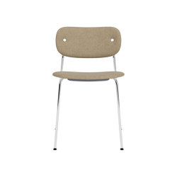 Co Dining Chair | Chrome Base | Upholstered Seat and Back | Audo Bouclé - Beige 02 | open base | Audo Copenhagen