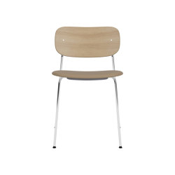 Co Dining Chair | Chrome Base | Upholstered Seat, Oak Back | Sierra - Stone, 1611 | Natural Oak | Chaises | Audo Copenhagen
