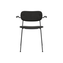 Co Dining Chair w. Armrest | Black Base | Upholstered Seat and Back | Re-wool - Black, 0198 - Black Oak | open base | Audo Copenhagen