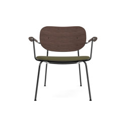Co Lounge Chair W/Armrest, Upholstered Seat, Oak Back | Sierra - Army 0441 | Dark Stained Oak | Poltrone | Audo Copenhagen