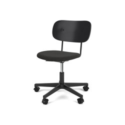 Co Task Chair | Star Base w. Casters | Black Aluminum | Upholstered Seat, Veneer Back | Re-wool - Black, 0199 | Black Oak | without armrests | Audo Copenhagen