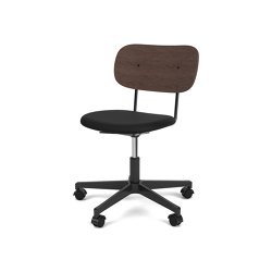 Co Task Chair | Star Base w. Casters | Black Aluminum | Upholstered Seat, Veneer Back | Sierra - Black, 1001 | Dark Stained Oak | Taburetes de oficina | Audo Copenhagen
