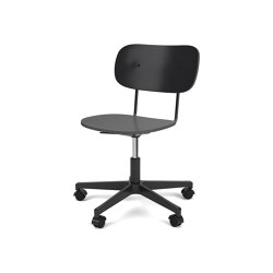 Co Task Chair | Star Base w. Casters | Black Aluminum | Veneer Seat and Back | Black Oak | without armrests | Audo Copenhagen