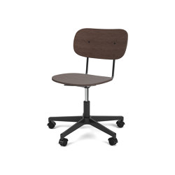 Co Task Chair | Star Base w. Casters | Black Aluminum | Veneer Seat and Back | Dark Stained Oak | Arbeitshocker | Audo Copenhagen