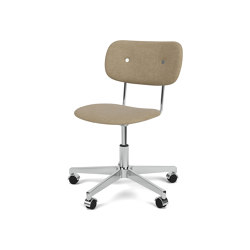 Co Task Chair | Star Base w. Casters | Polished Aluminum | Fully Upholstered | Audo Bouclé - Beige, 02