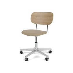 Co Task Chair | Star Base w. Casters | Polished Aluminum | Upholstered Seat, Veneer Back | Audo Bouclé - Beige, 03 | Natural Oak | Tabourets de bureau | Audo Copenhagen