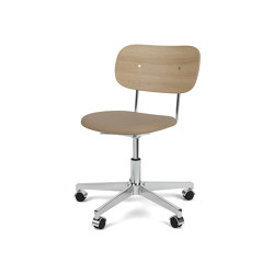 Co Task Chair | Star Base w. Casters | Polished Aluminum | Upholstered Seat, Veneer Back | Sierra - Stone, 1611 | Natural Oak | Tabourets de bureau | Audo Copenhagen