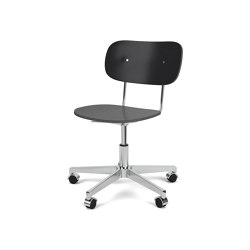 Co Task Chair | Star Base w. Casters | Polished Aluminum | Veneer Seat and Back | Black Oak | Taburetes de oficina | Audo Copenhagen