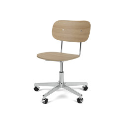 Co Task Chair | Star Base w. Casters | Polished Aluminum | Veneer Seat and Back | Natural Oak | Tabourets de bureau | Audo Copenhagen