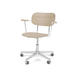 Co Task Chair W. Armrest | Star Base w. Casters, Polished Aluminium | Veneer Seat and Back | Natural Oak | Sgabelli girevoli | Audo Copenhagen