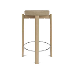 Passage Counter Stool, Natural Oak Base, Upholstered Seat, Steel Ring | Audo Bouclé - Beige, 02
