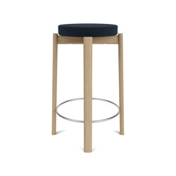 Passage Counter Stool, Natural Oak Base, Upholstered Seat, Steel Ring | Vidar - Dark Blue, 0786 | Counter stools | Audo Copenhagen