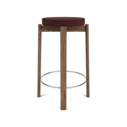 Passage Counter Stool, Walnut Base, Upholstered Seat, Steel Ring | Vidar - Burgundy, 0693 | Counter stools | Audo Copenhagen