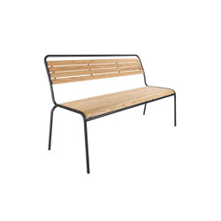 Slatted bench Rigi without armrest | open base | Schaffner AG