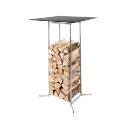Wood storage - bar table 70x70 | height: 110 | open base | Schaffner AG