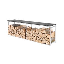 Wood storage bench 160x32 | hight: 46 | Panche | Schaffner AG