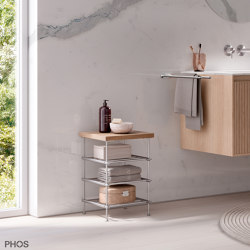 Narrow bathroom shelf with oak shelf 35 cm wide, 50 cm high, 3 levels | Shelving | PHOS Design