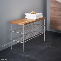 Stainless steel bathroom shelf with 60 cm seat | Shelving | PHOS Design