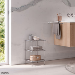 Narrow freestanding stainless steel bathroom shelf - 30 cm, 3 levels | Shelving | PHOS Design
