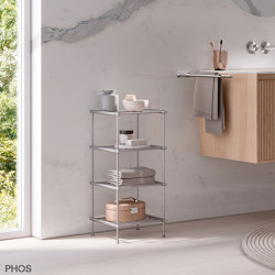 Narrow freestanding stainless steel bathroom shelf - 30 cm, 4 levels | Regale | PHOS Design